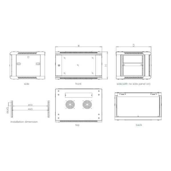 ProRack 9U 600*600 Wall Mount Cabinet - Image 3